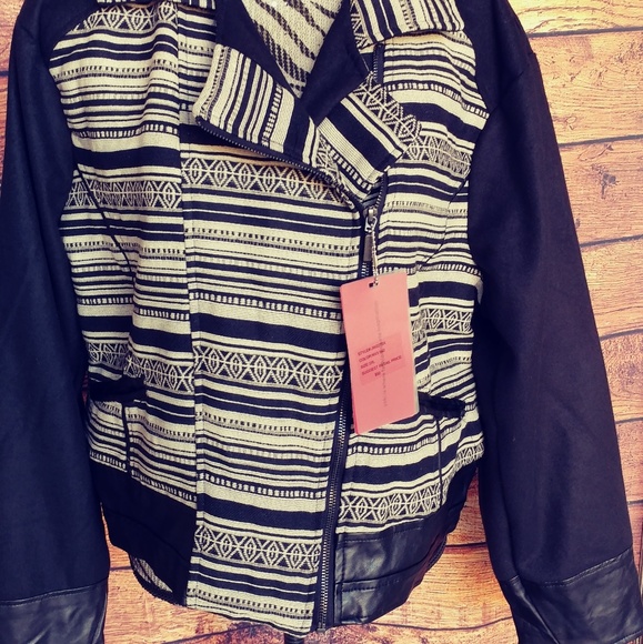 NWT Yoki black and tan moto jacket size 3X - Picture 4 of 8